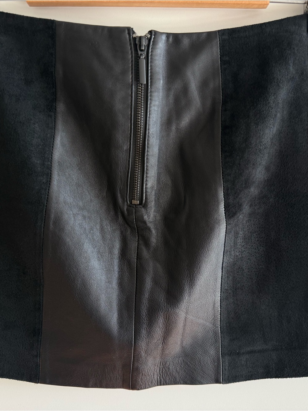 Cooperative Black Mini Skirt with Mixed Fabric Panels